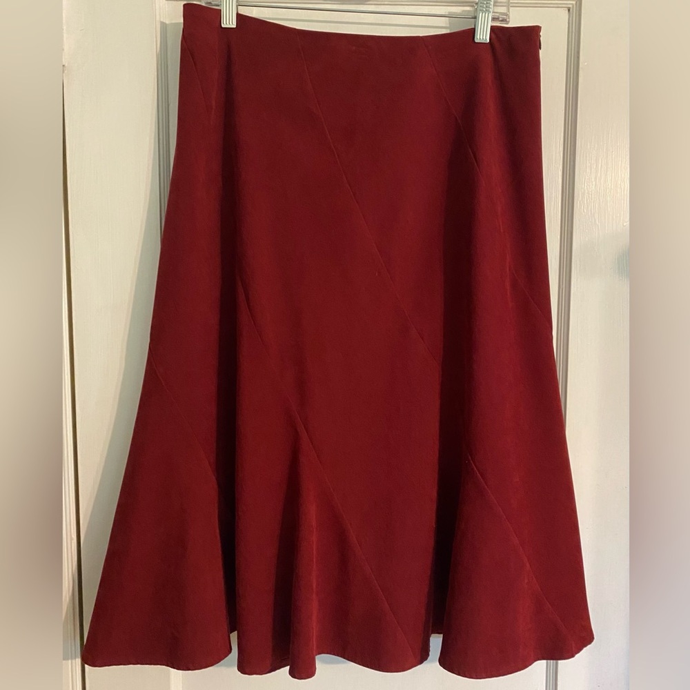 NYCC Trendy Fall Faux Suede A-line Women’s Skirt Burgundy Deep Red Garnet 12